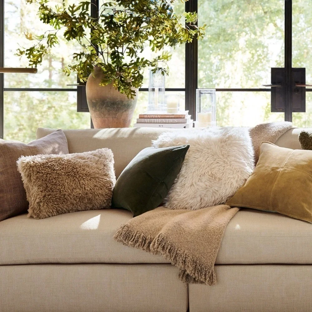 POTTERY BARN LUXE FAUX FUR PILLOW COVER SZ 18 X 18